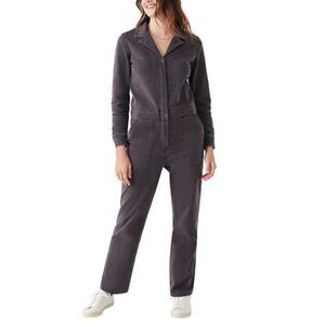 Faherty Women's Gray Overland Long Sleeve Organic Blend Twill Utility Jumpsuit